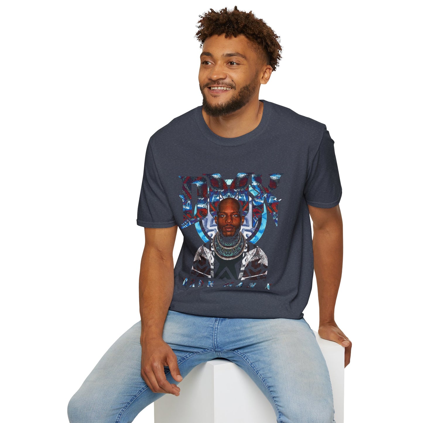 DMX Graphic Tee — Bold Portrait & Tribal Shield Design