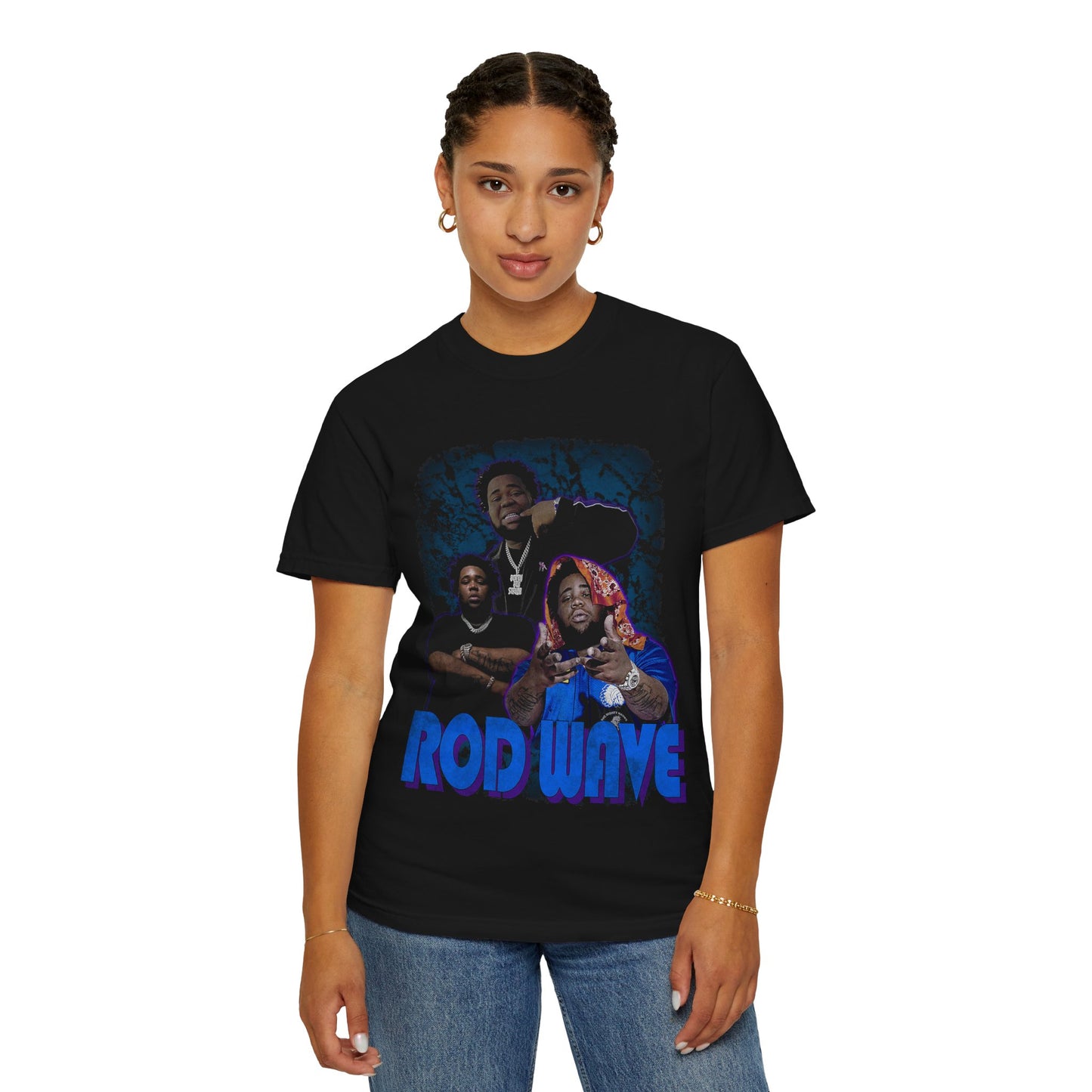 'Rod Wave' Blue Retro Rap Portrait Tee