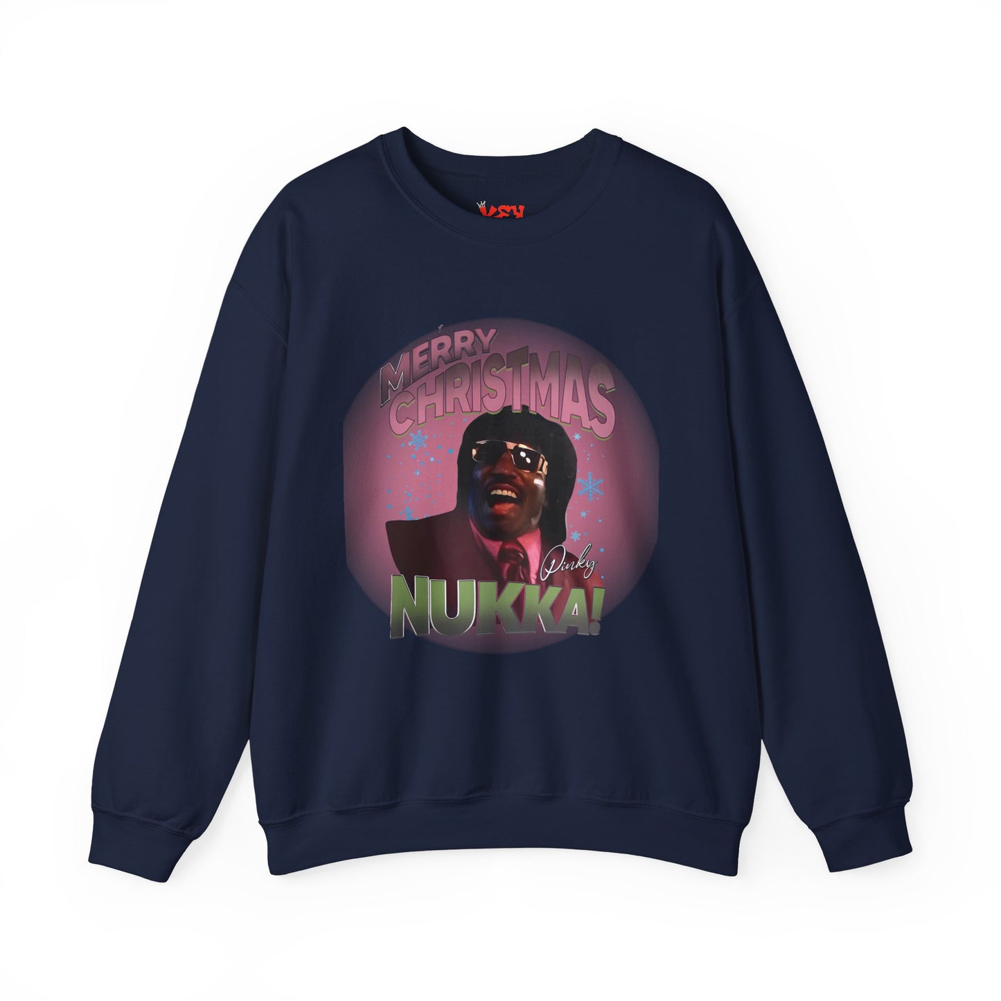 Pinky Christmas Crewneck Sweatshirt — "Merry Christmas Nukka!" Retro Holiday Graphic