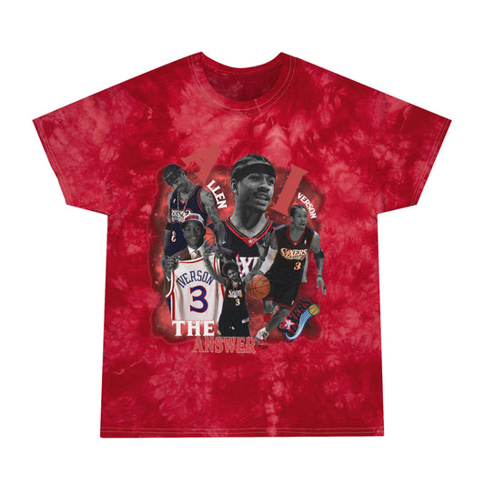 Allen Iverson Red Tie-Dye Tee, Basketball Inspired Graphic Shirt, Casual Summer Wear, Unisex Gift for Sports Fans, Perfect for Game Days & Parties