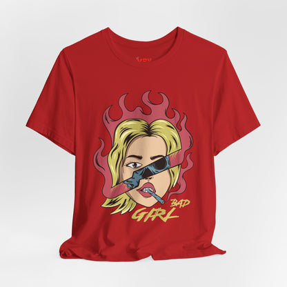 Bad Girl Pop Art Tee — Retro Flaming Blonde Graphic T-Shirt