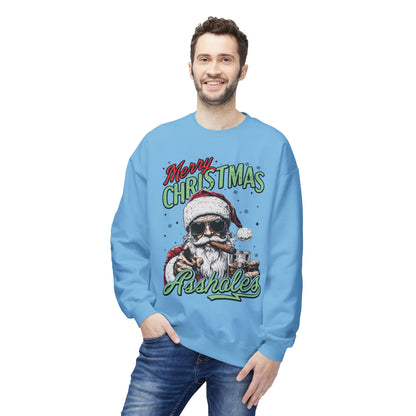 Merry Christmas A**holes Sweatshirt - Edgy Santa Holiday Crewneck