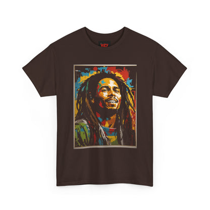 Reggae Portrait Tee — Vibrant Colorblock Music T-Shirt