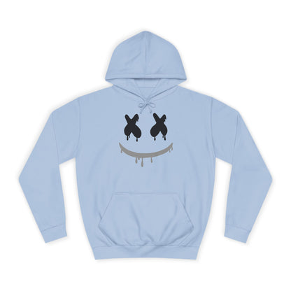 Marshmallow Smile Hoodie — Drip Smiley Face Graphic Streetwear Pullover