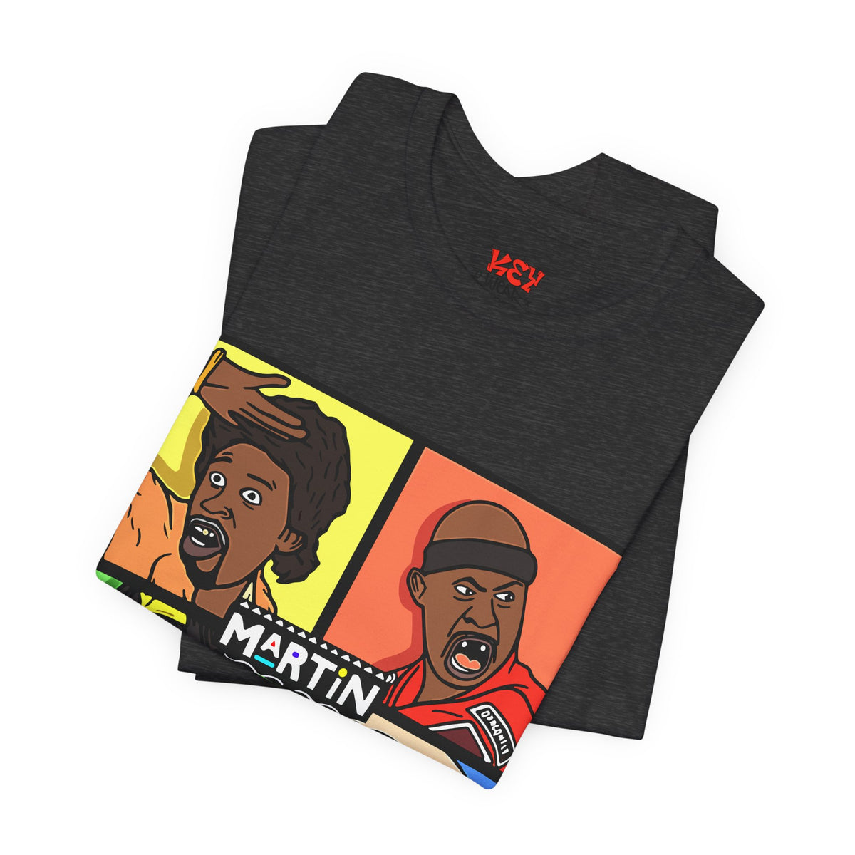 Retro TV Cast Graphic Tee — "Martin" Pop Art Squares
