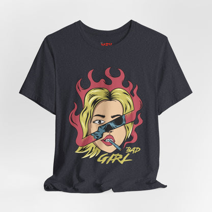 Bad Girl Pop Art Tee — Retro Flaming Blonde Graphic T-Shirt