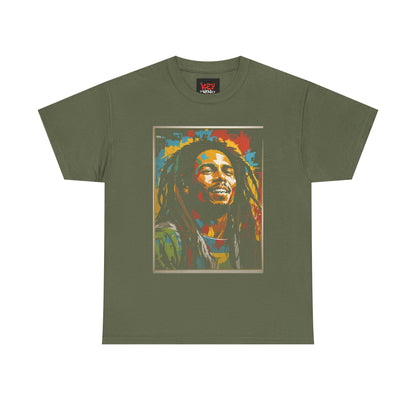 Reggae Portrait Tee — Vibrant Colorblock Music T-Shirt