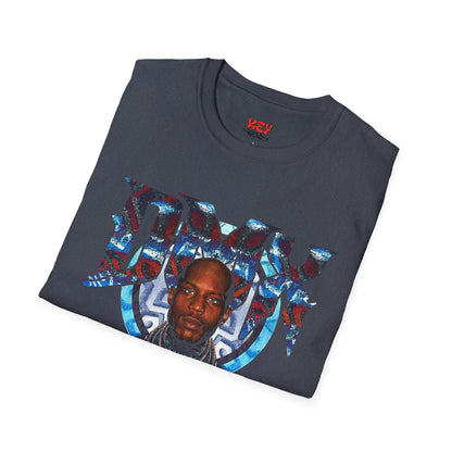 DMX Graphic Tee — Bold Portrait & Tribal Shield Design