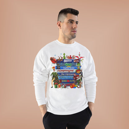 Christmas Movie Stack Crewneck Sweatshirt — Holiday Classics Sign Design