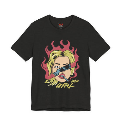 Bad Girl Pop Art Tee — Retro Flaming Blonde Graphic T-Shirt