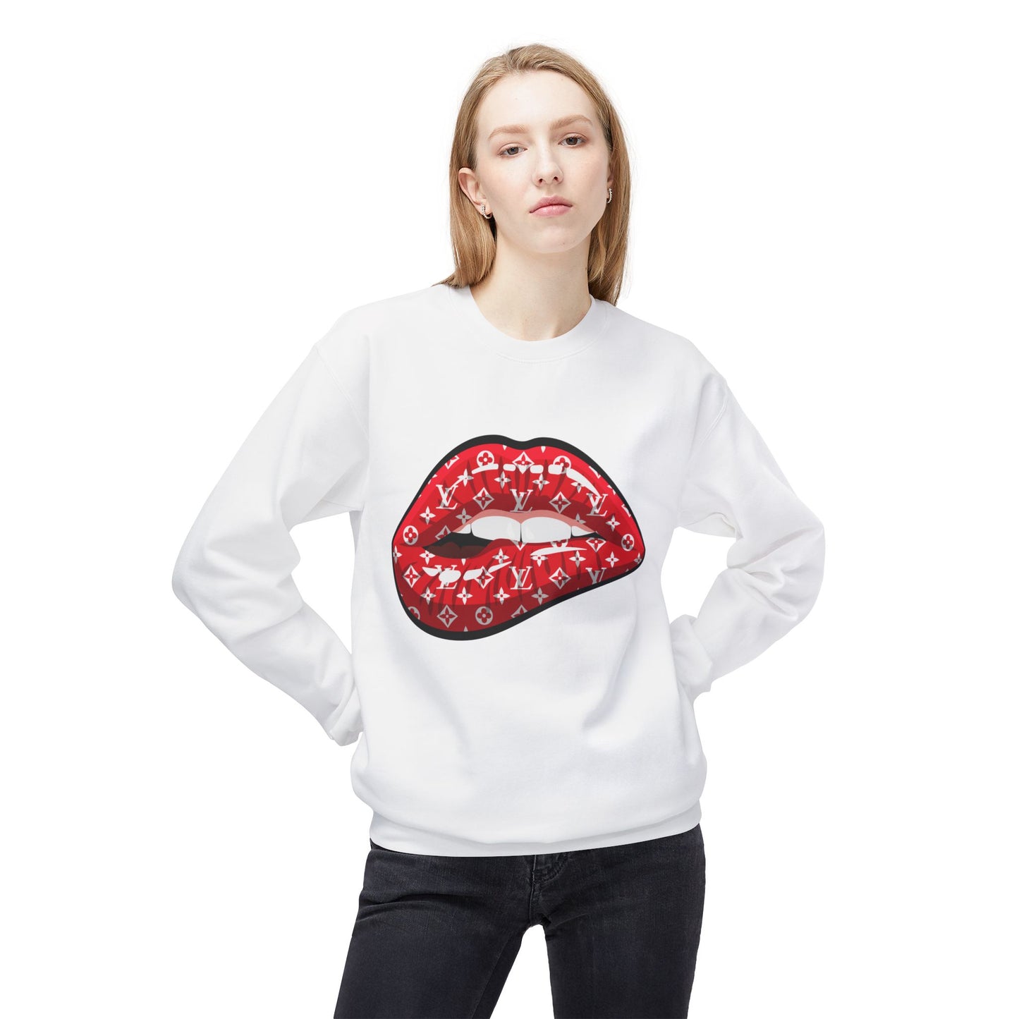 Red Monogram Lip Crewneck Sweatshirt