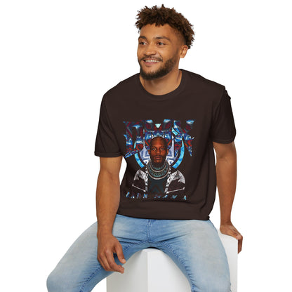 DMX Graphic Tee — Bold Portrait & Tribal Shield Design