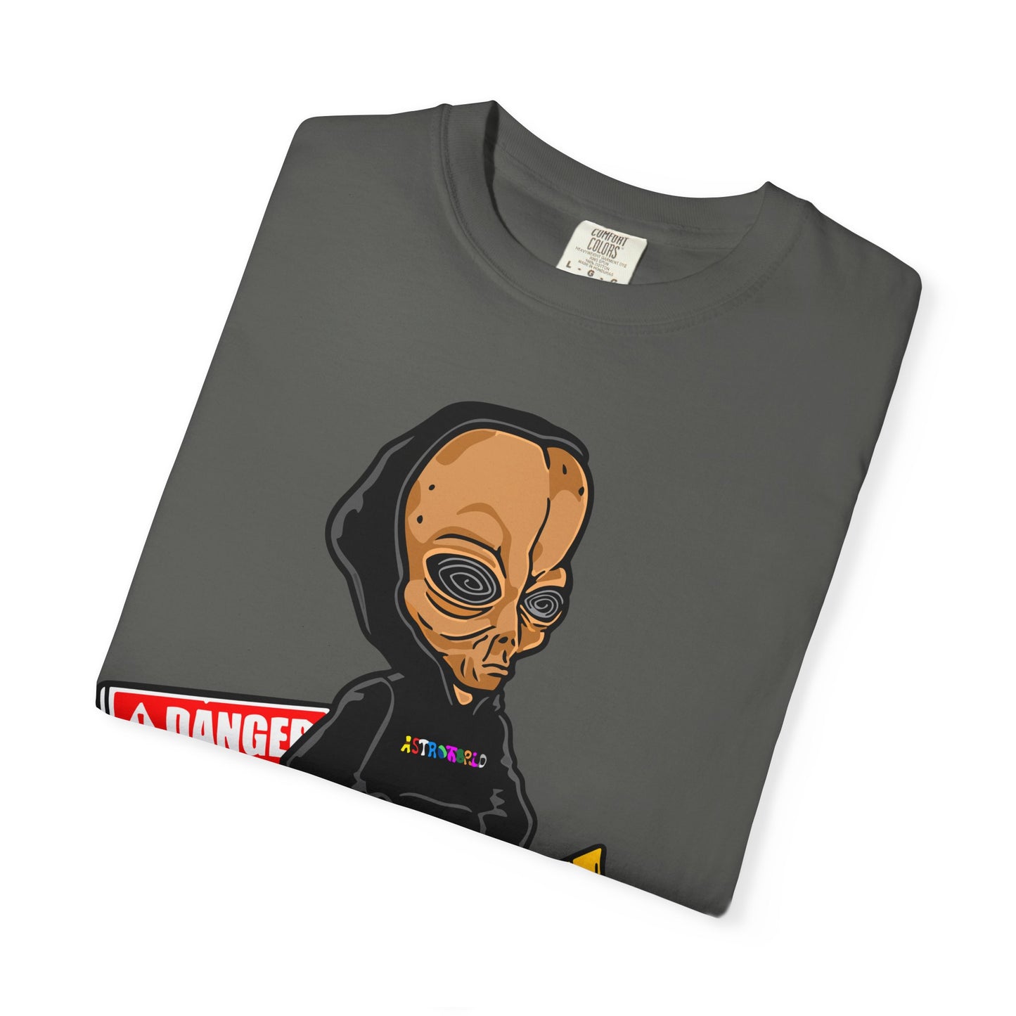 Alien Hooded T-Shirt — "No Trespassing" Desert Graphic