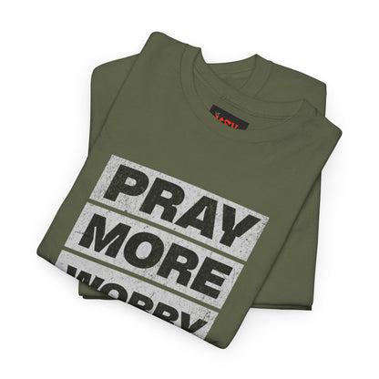 Pray More Worry Less T-Shirt — Inspirational Christian Tee with Bible Graphic
