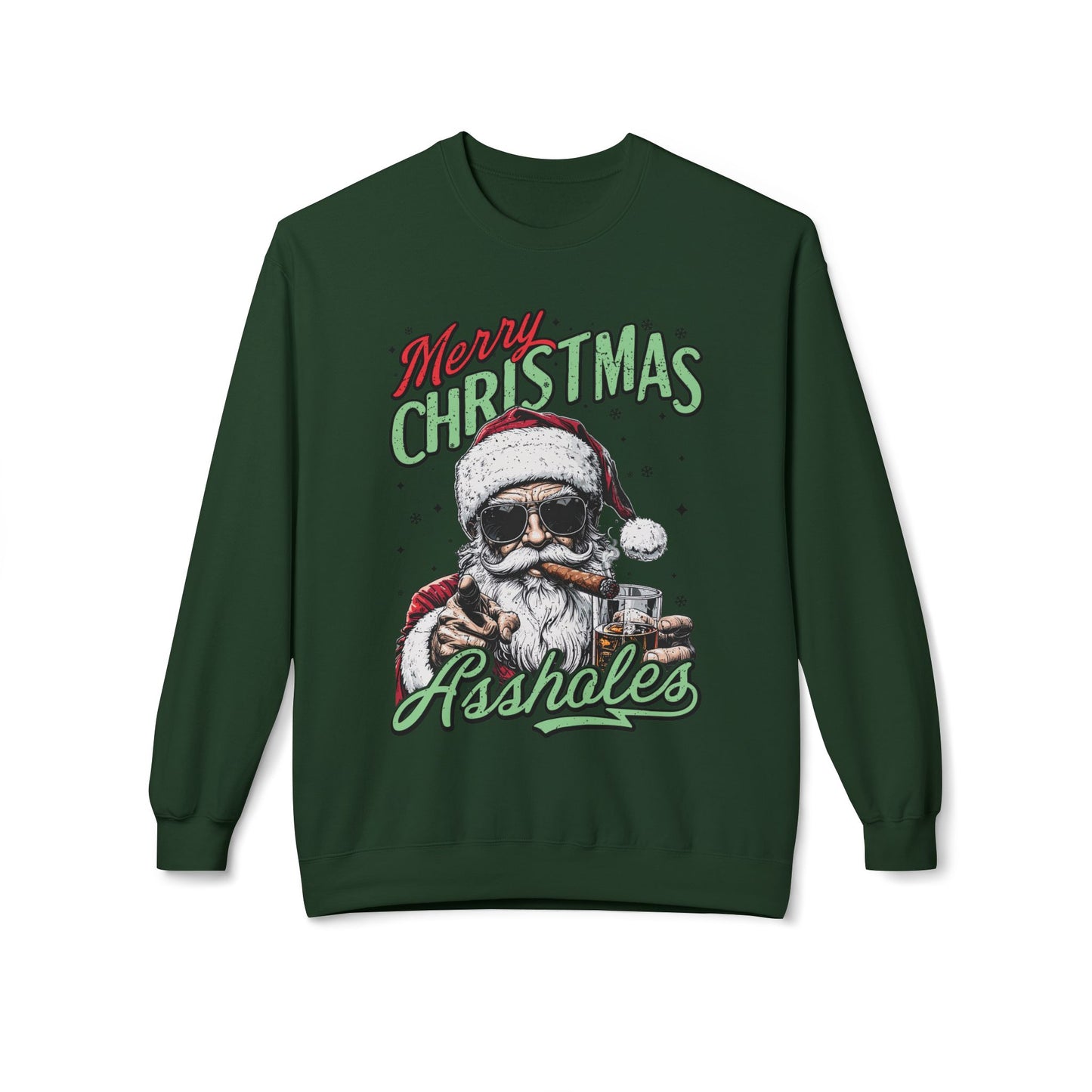 Merry Christmas A**holes Sweatshirt - Edgy Santa Holiday Crewneck