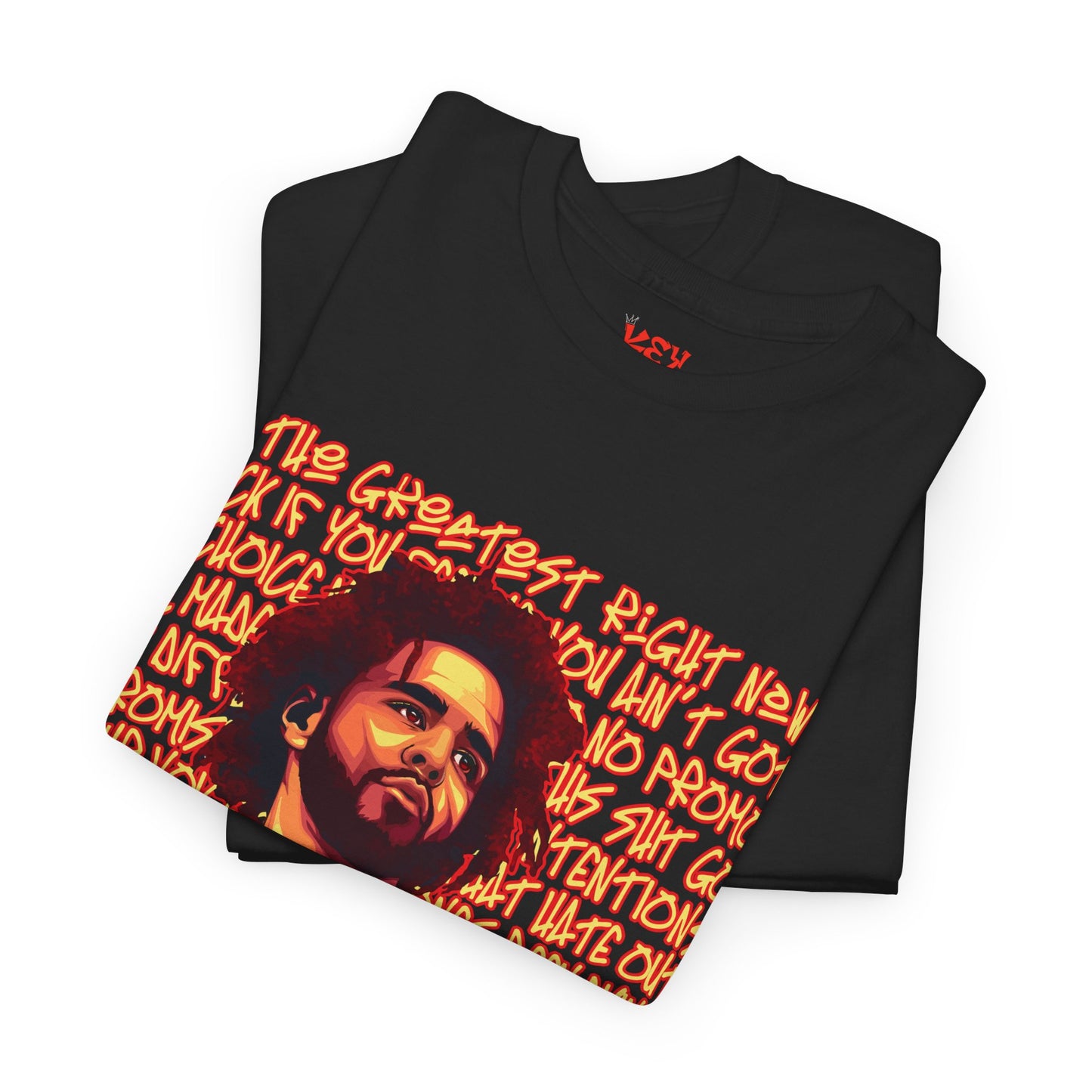 J Cole Graphic Tee — Retro Portrait with 'J-Cole' Text