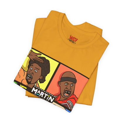 Retro TV Cast Graphic Tee — "Martin" Pop Art Squares