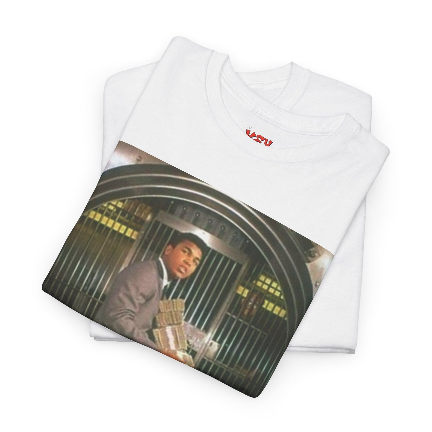 Ali Money Vault Graphic Tee — Vintage Heist Money Pile T-Shirt