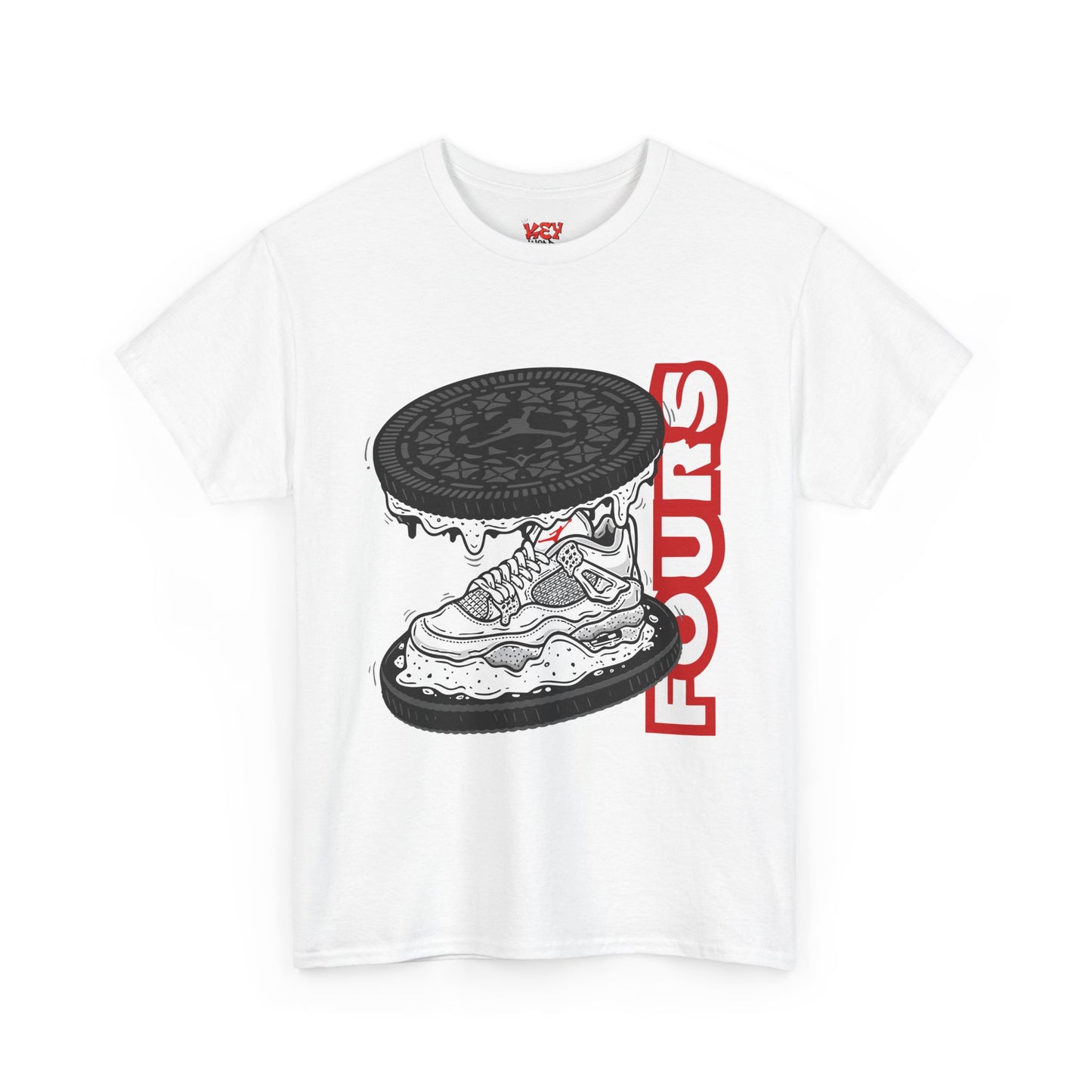 KeyWear Graphic Tee — Oreo Sneaker Sandwich Design ("FOURS")