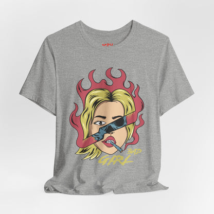 Bad Girl Pop Art Tee — Retro Flaming Blonde Graphic T-Shirt