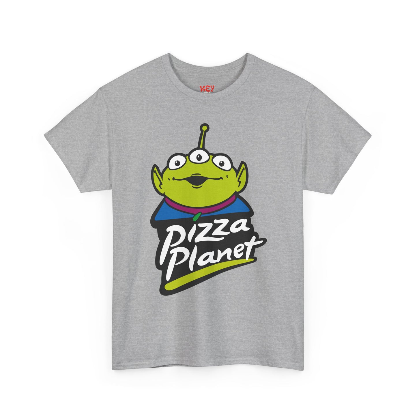 Pizza Planet Alien Graphic Tee — Retro Cartoon Pizza Logo T-Shirt