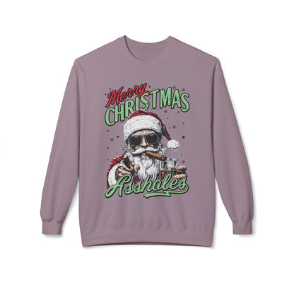 Merry Christmas A**holes Sweatshirt - Edgy Santa Holiday Crewneck