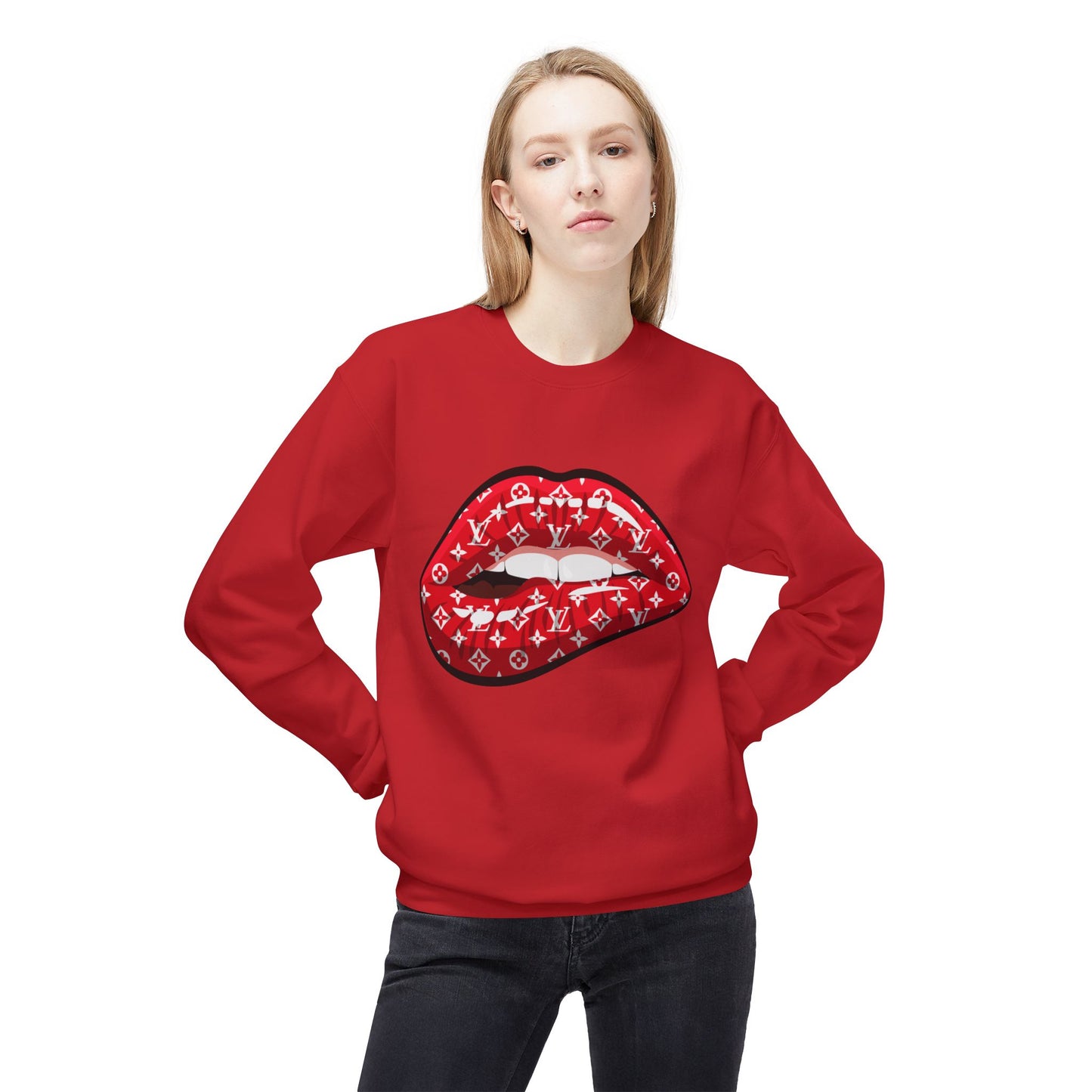 Red Monogram Lip Crewneck Sweatshirt