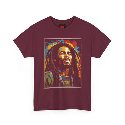 Reggae Portrait Tee — Vibrant Colorblock Music T-Shirt
