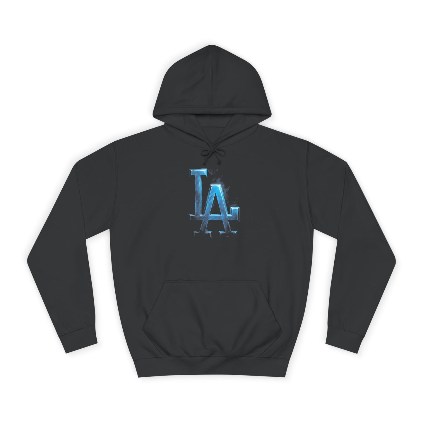 LA Logo Hoodie — Blue Metallic College-Style Pullover