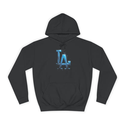 LA Logo Hoodie — Blue Metallic College-Style Pullover