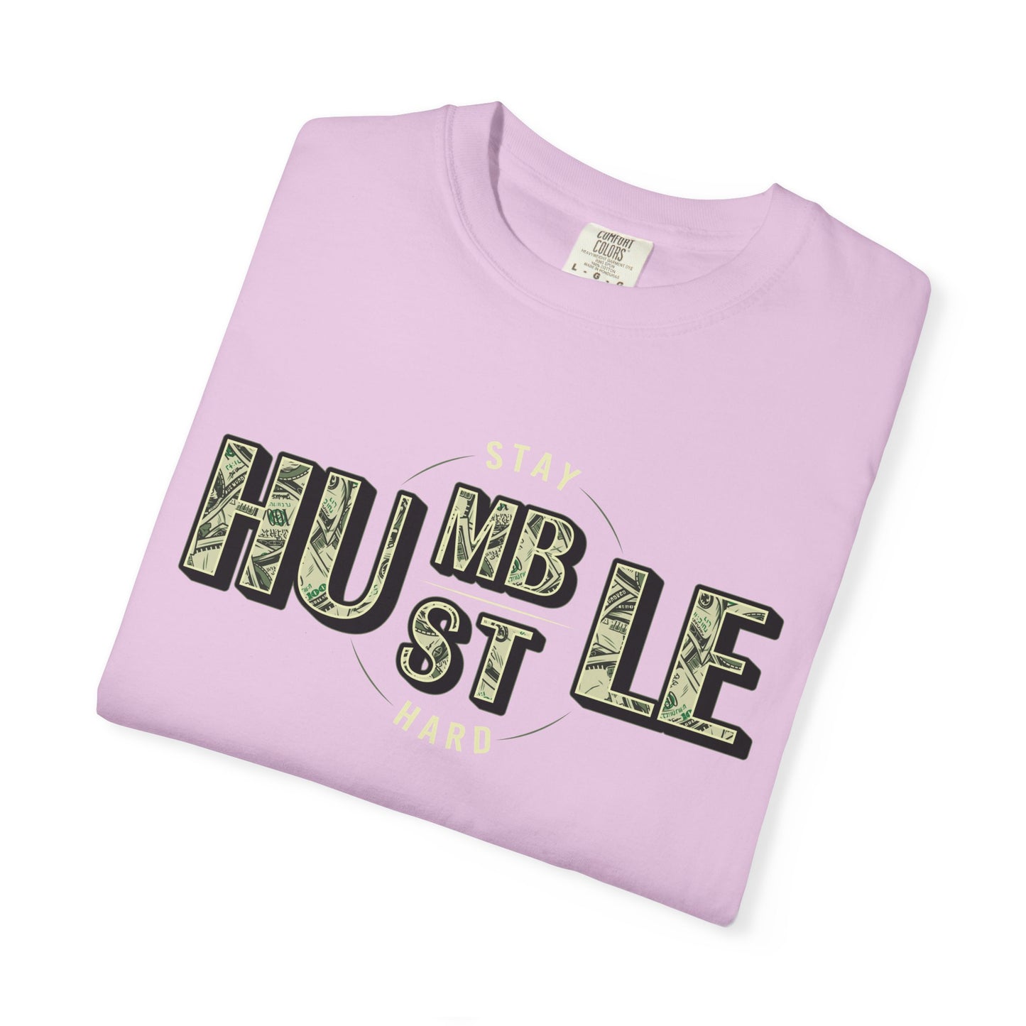 Stay Humble Hustle T-Shirt — Camo Lettering Motivational Tee