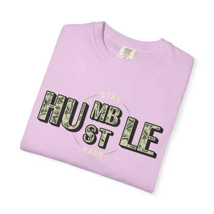 Stay Humble Hustle T-Shirt — Camo Lettering Motivational Tee