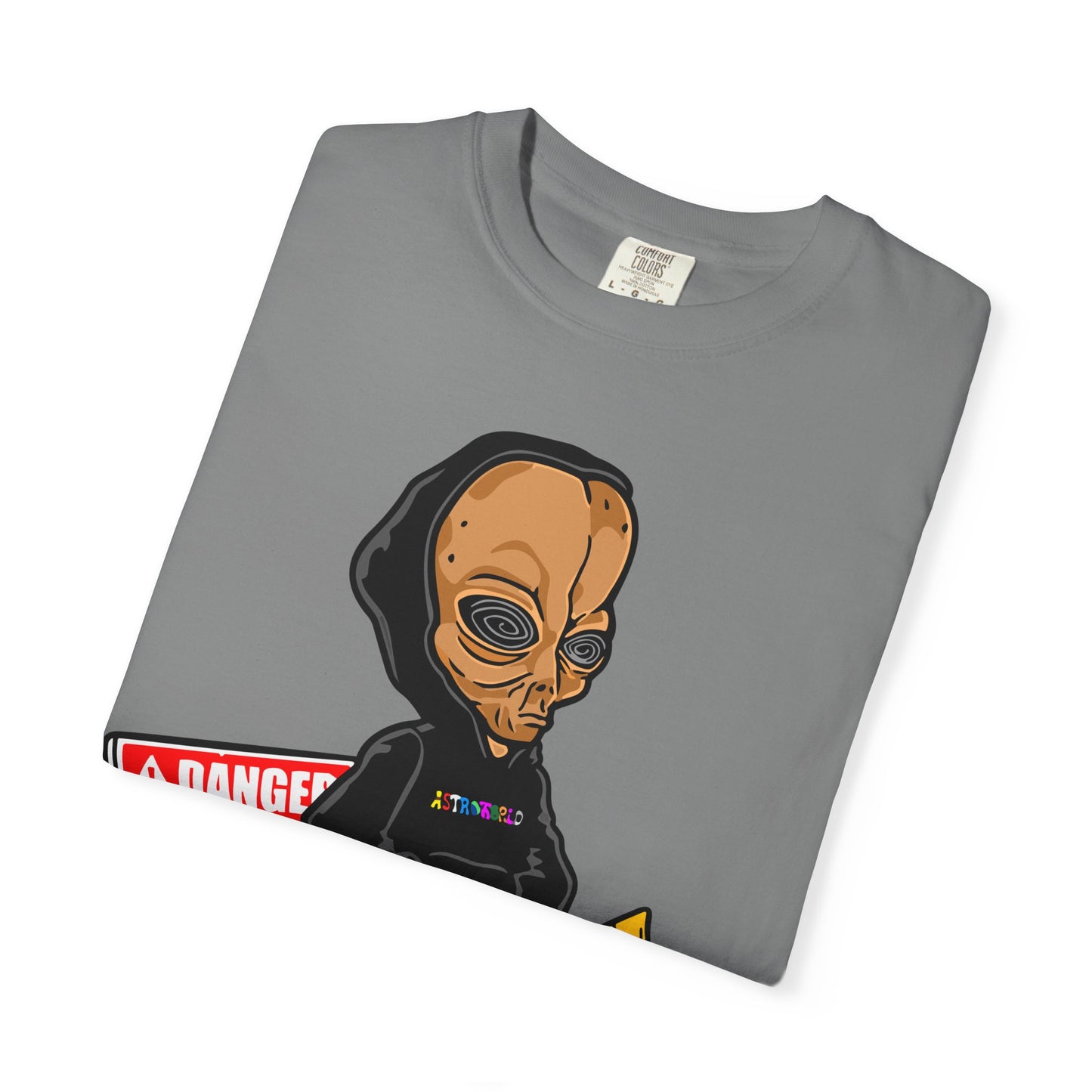 Alien Hooded T-Shirt — "No Trespassing" Desert Graphic