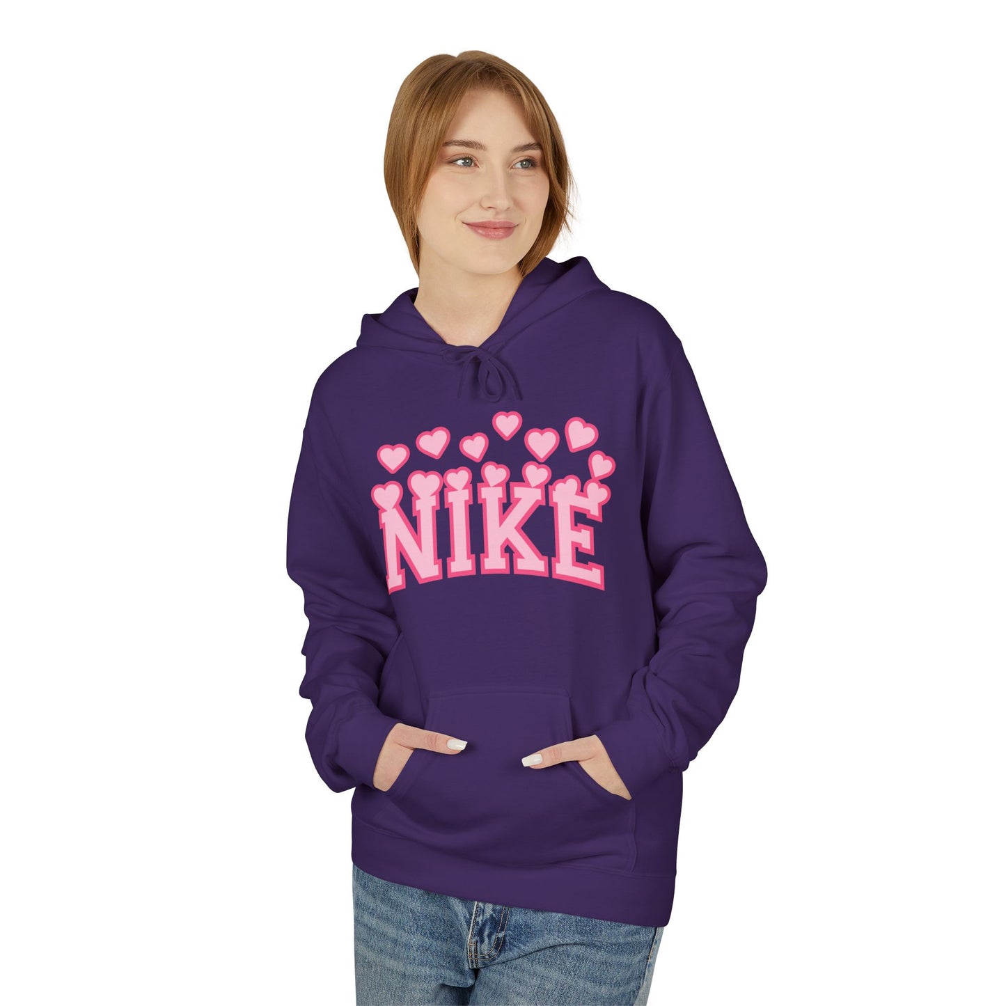 Pink Heart 'Nike' Hoodie — Cute Retro Logo Pullover
