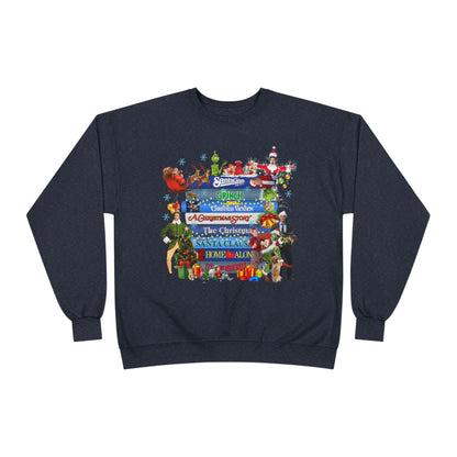Christmas Movie Stack Crewneck Sweatshirt — Holiday Classics Sign Design