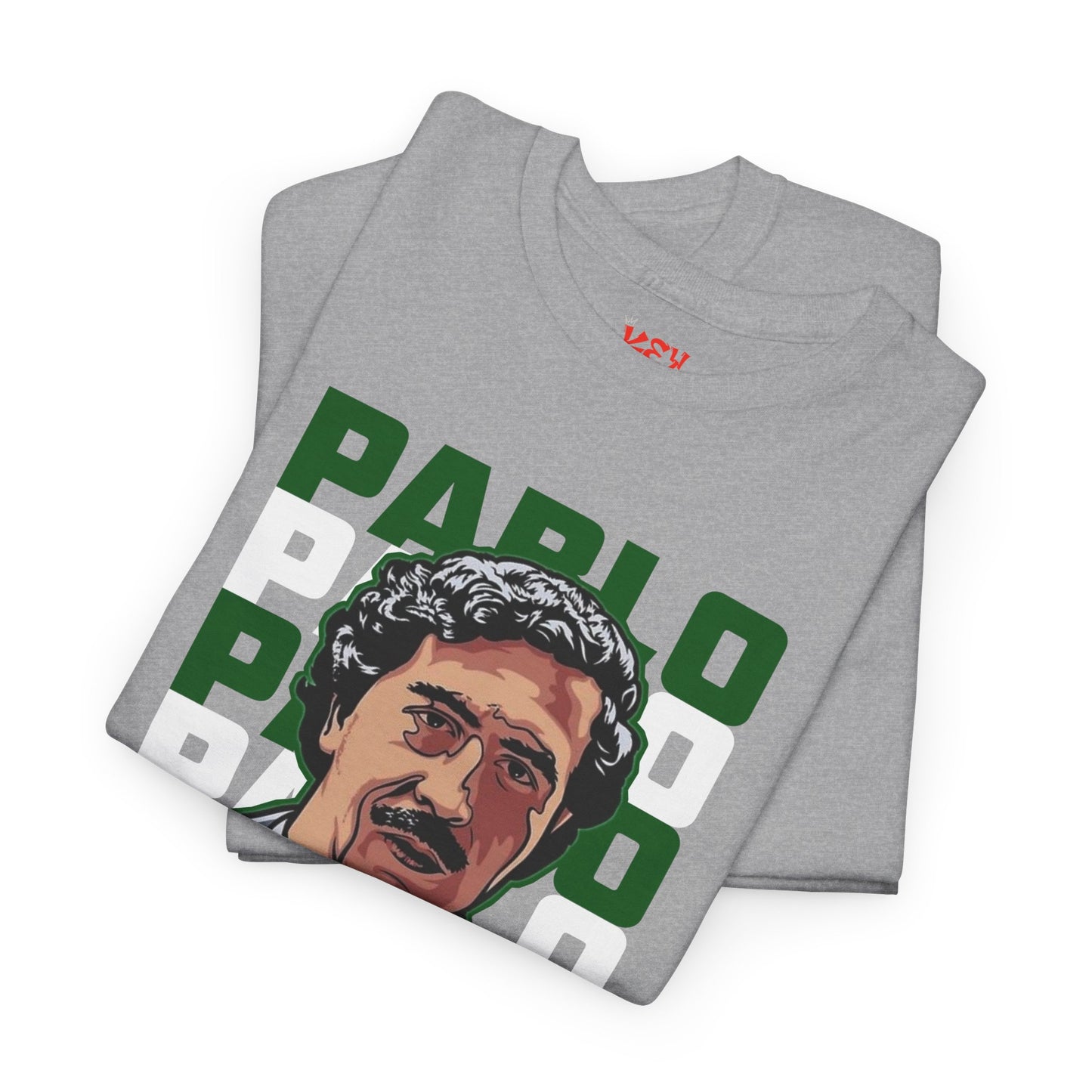 Pablo Portrait Tee — Retro Green Block Text Graphic T-Shirt