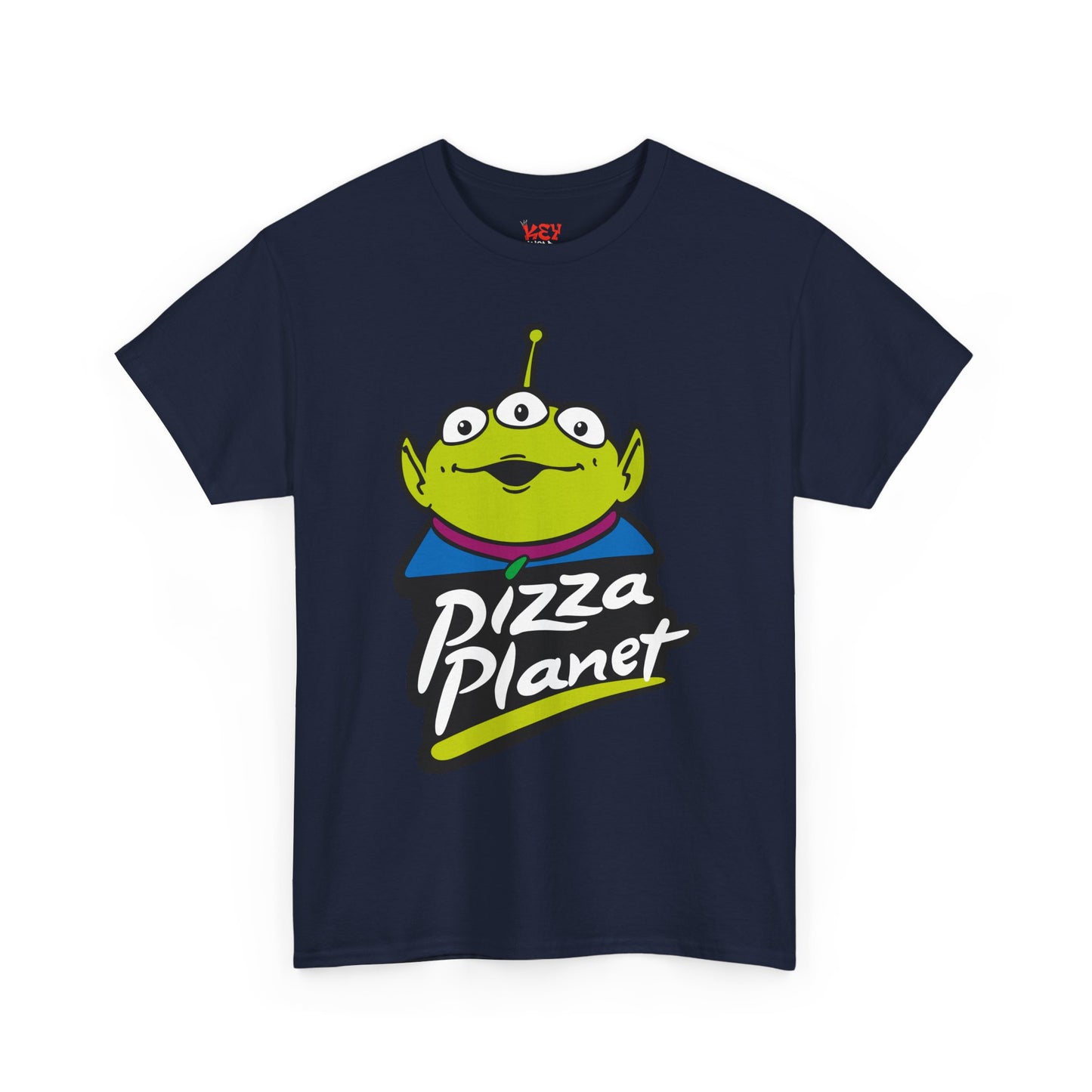 Pizza Planet Alien Graphic Tee — Retro Cartoon Pizza Logo T-Shirt