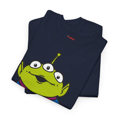 Pizza Planet Alien Graphic Tee — Retro Cartoon Pizza Logo T-Shirt