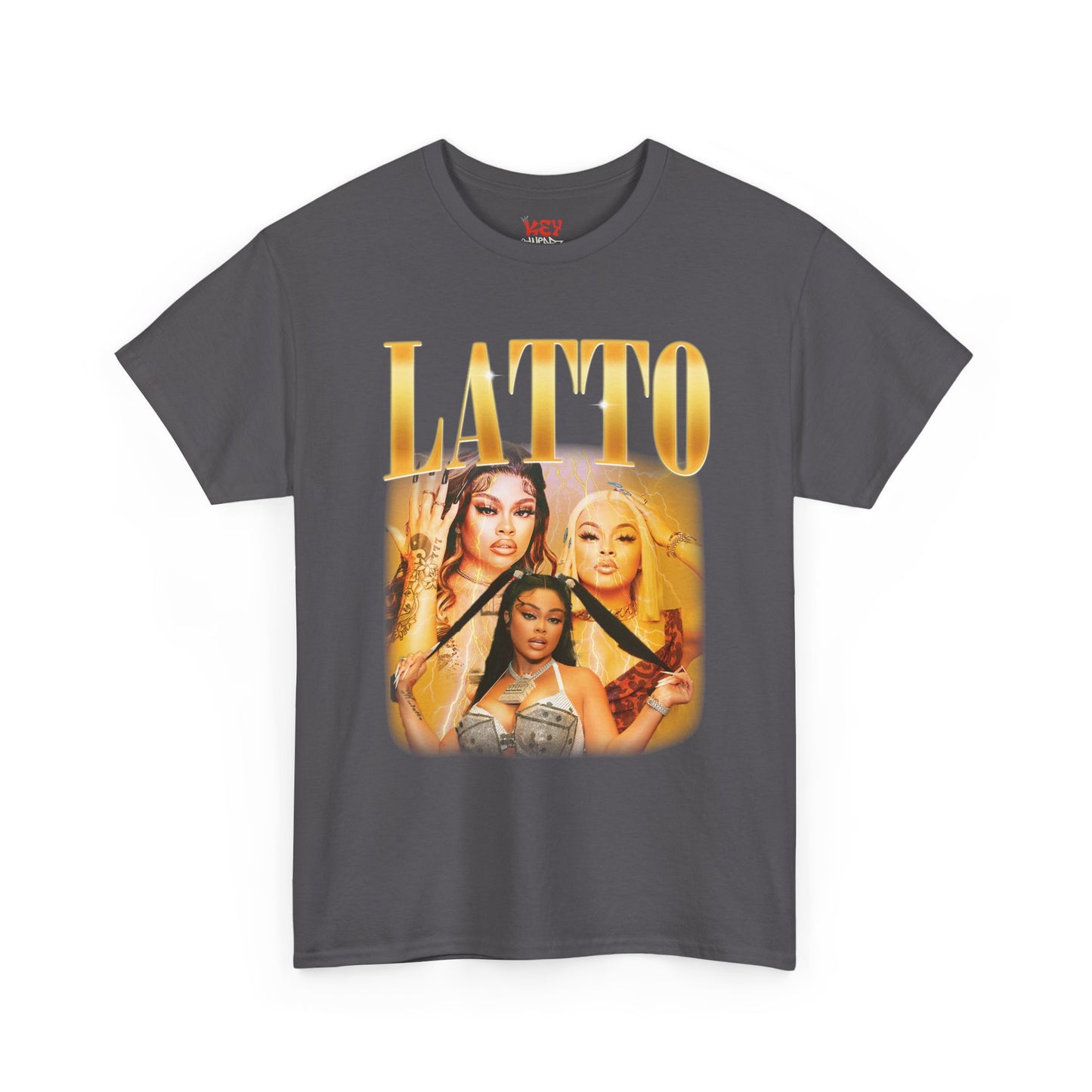 Latto Graphic Tee — 'LATTO' Gold Portrait Band T-Shirt