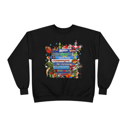 Christmas Movie Stack Crewneck Sweatshirt — Holiday Classics Sign Design
