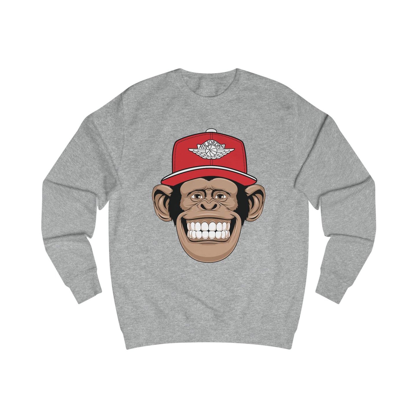 Smiling Monkey Cap Sweatshirt — Retro Chimp Face Crewneck