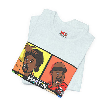 Retro TV Cast Graphic Tee — "Martin" Pop Art Squares