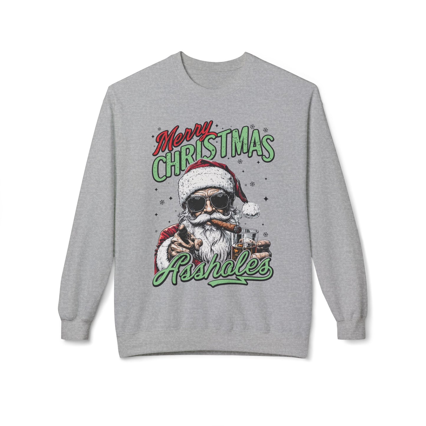 Merry Christmas A**holes Sweatshirt - Edgy Santa Holiday Crewneck
