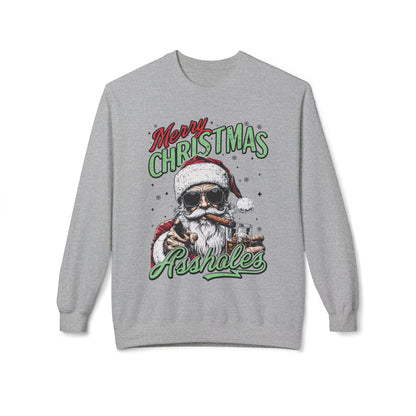 Merry Christmas A**holes Sweatshirt - Edgy Santa Holiday Crewneck