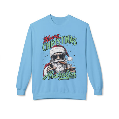 Merry Christmas A**holes Sweatshirt - Edgy Santa Holiday Crewneck