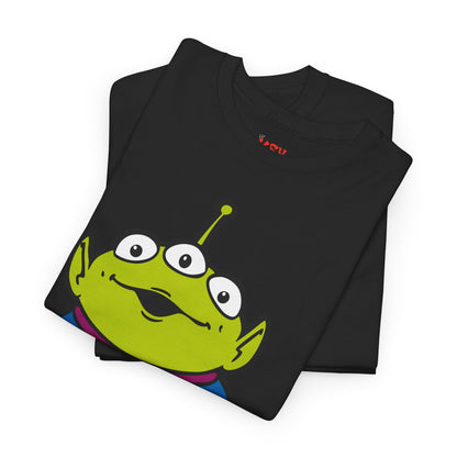 Pizza Planet Alien Graphic Tee — Retro Cartoon Pizza Logo T-Shirt