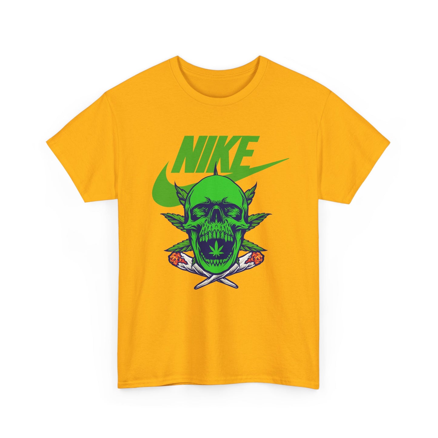 Skull Swoosh Tee — Neon Green Nike-Inspired Graphic Shirt
