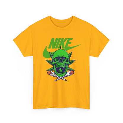 Skull Swoosh Tee — Neon Green Nike-Inspired Graphic Shirt