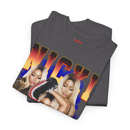Nicki Graphic Tee — Retro Gradient Name and Portrait Collage