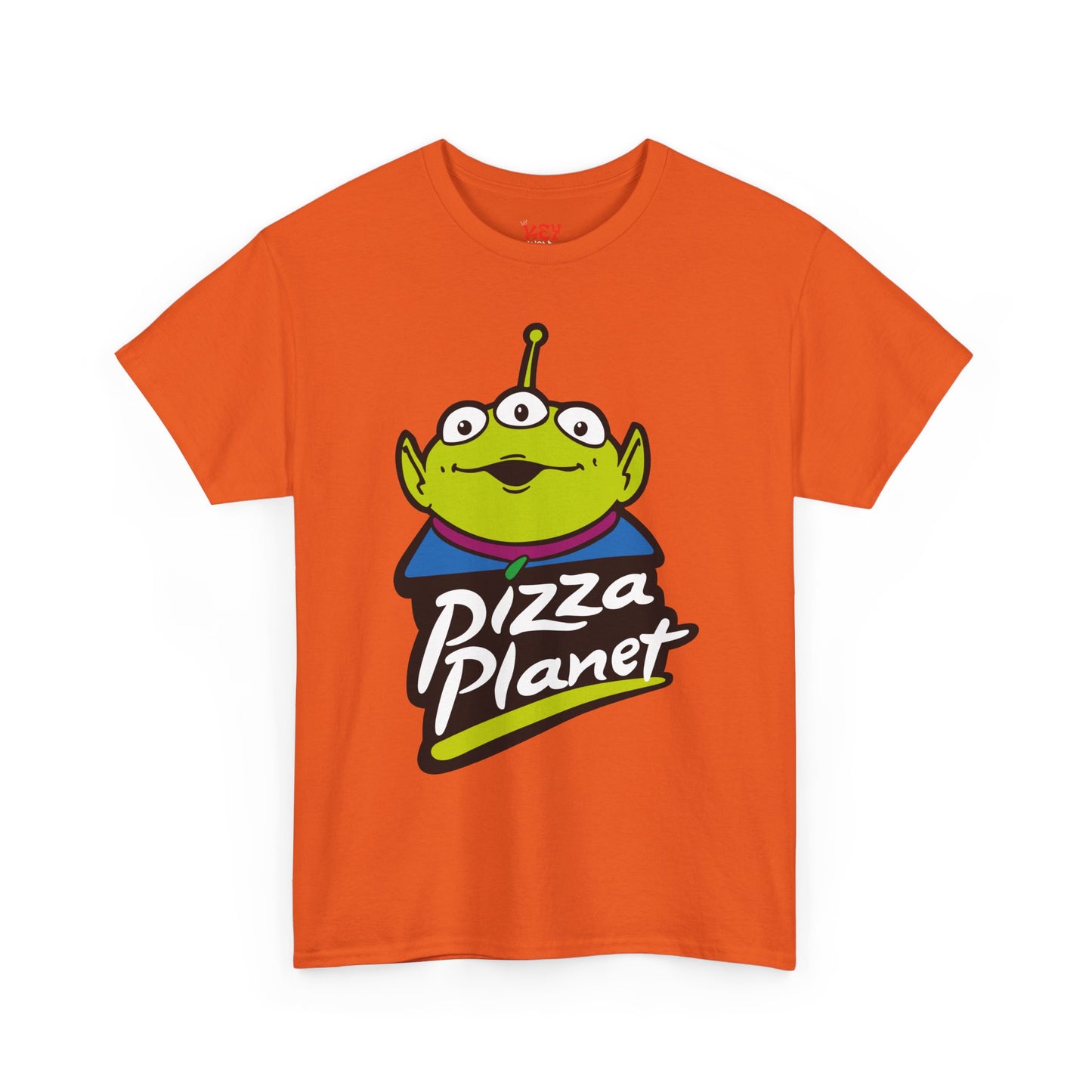 Pizza Planet Alien Graphic Tee — Retro Cartoon Pizza Logo T-Shirt